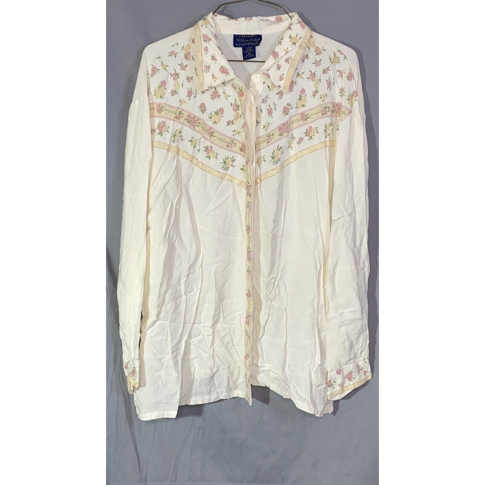 Willow Ridge Long Sleeve Floral Print Button Up‎ Shirt Size 2XL